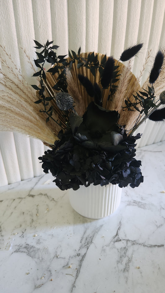 Black dried flower arrangements